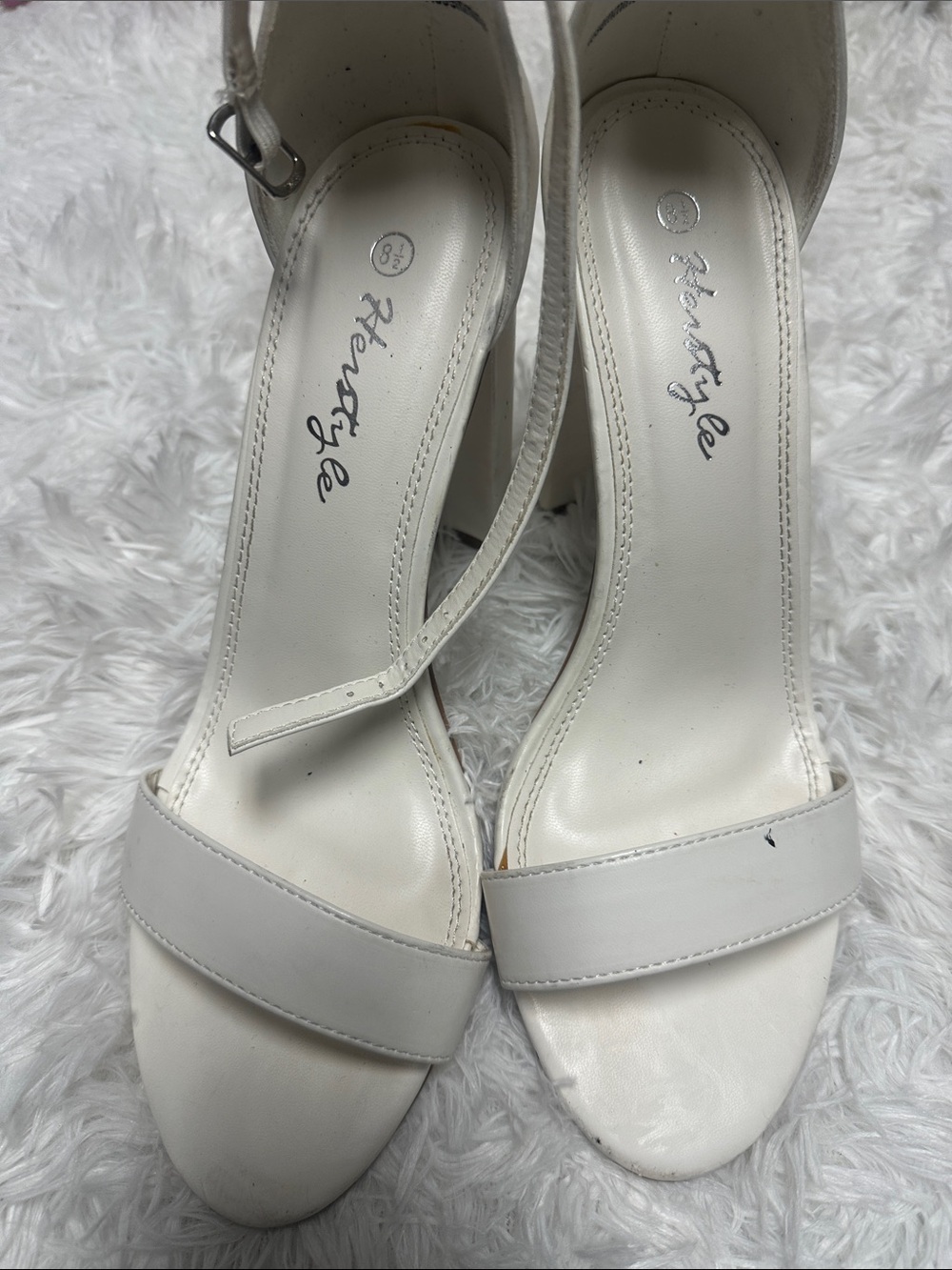 Herstyle White Open-Toe Ankle-Strap Heels